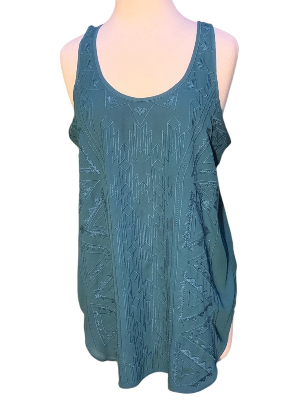 Mossimo Supply Co. Teal Embroidered Tank Top